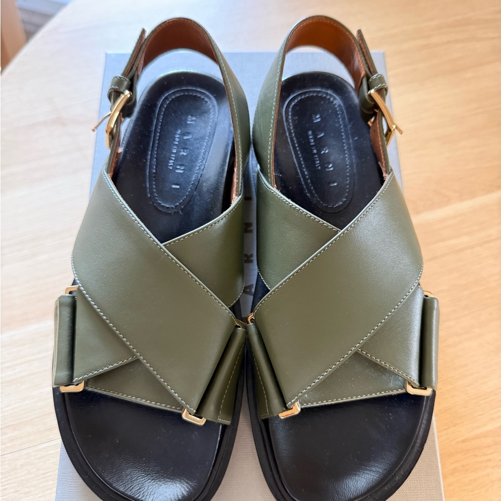 Marni Khaki and Black Women's Sandals